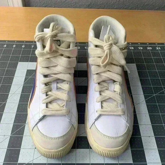 Puma Shoes Mens Size 8 Clyde Mid Bball x Rhuigi White Royal Limited 391335-01 - Picture 3 of 11